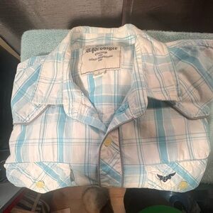 PRODIGEE  stripped  mens long sleeve shirt with logo and pockets Size Large